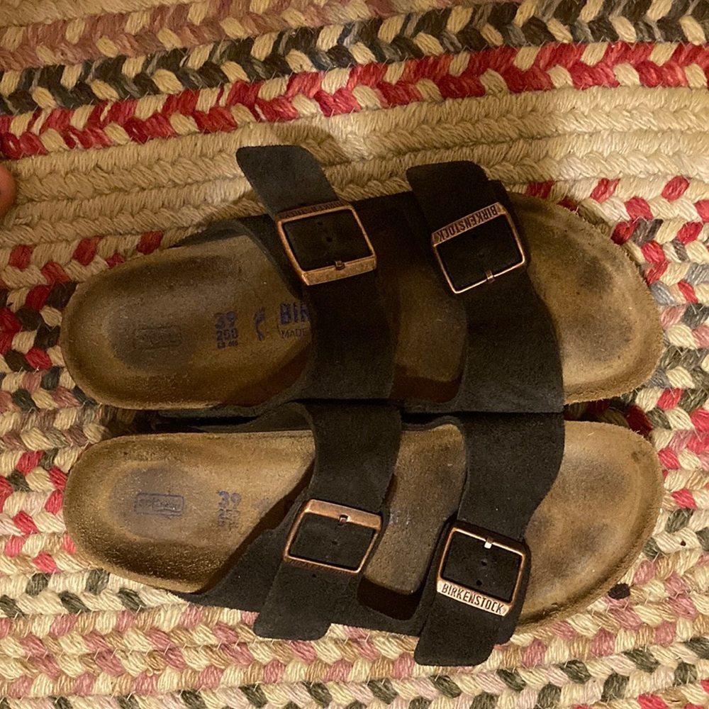 Birkenstock Arizona Sandals, Brown Suede, Size 39